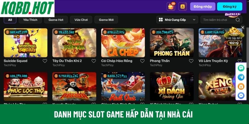 Danh mục slot game hấp dẫn tại nhà cái