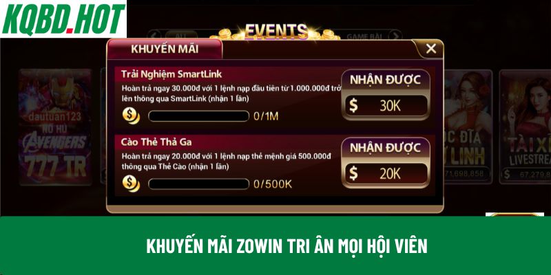 Khuyến mãi Zowin tri ân mọi hội viên