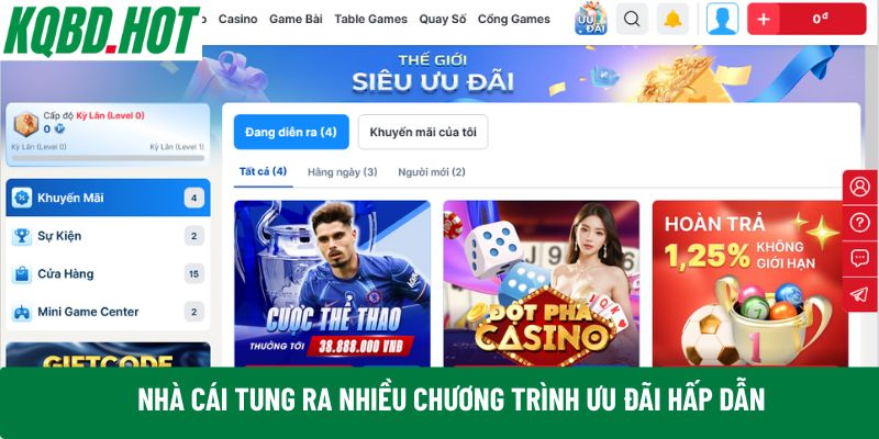 Nhà cái tung ra nhiều chương trình ưu đãi hấp dẫn